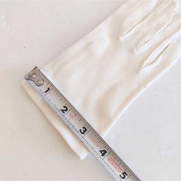 Vintage White Fashion Gloves Beaded Trim Womens One Size - Picture 7 of 7